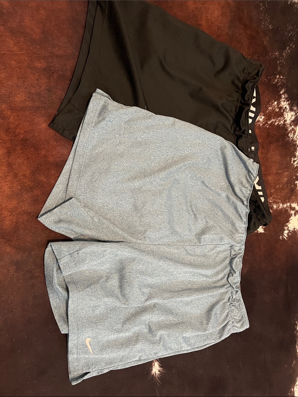Nike Women’s Black and Light Blue Heather Athletic Shorts Duo